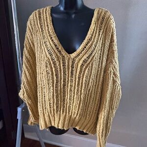 Free People Cozy Knit V-Neck Sweater